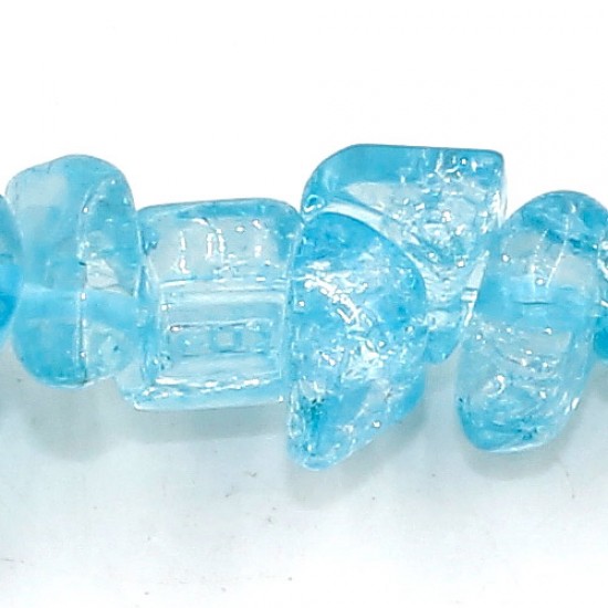 Gemstone Chips, dyeing crackle Crystal, aqua, 5mm-10mm, Hole:Approx 0.8mm, Length:Approx 15 Inch