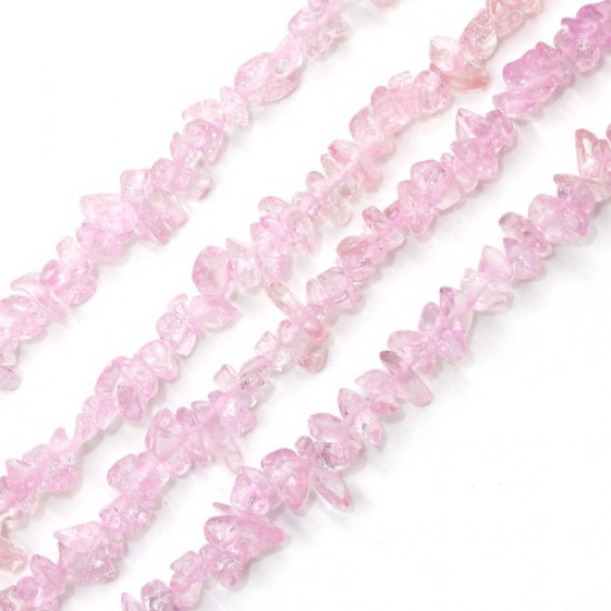 Gemstone Chips, dyeing crackle Crystal, lt pink, 5mm-10mm, Hole:Approx 0.8mm, Length:Approx 15 Inch