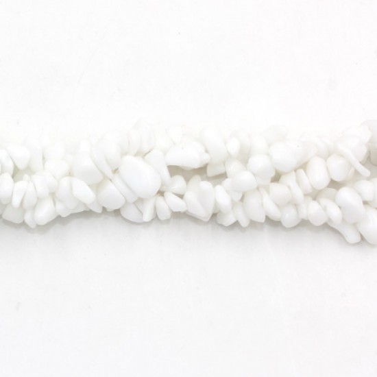 Gemstone Chips, white Gemstone, 5mm-10mm, Hole:Approx 0.8mm, Length:Approx 30 Inch