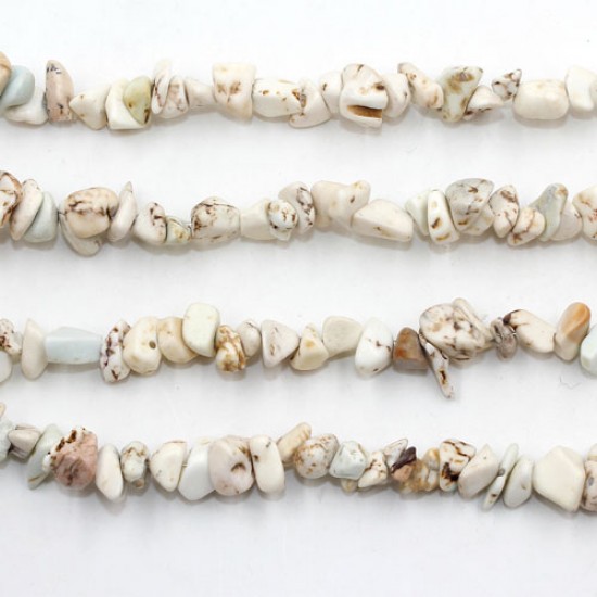 White Turquoise chip beads 2,  5mm to 10mm, Hole:1mm, Length:Approx 35 Inch