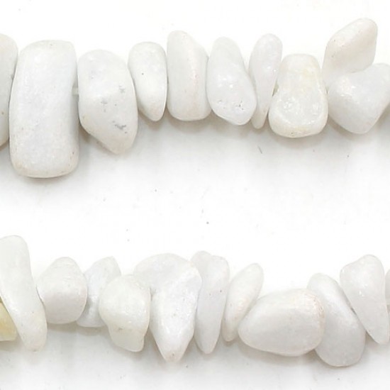 White Gemstone Chips,  5mm to 10mm, Hole:1mm, Length:Approx 35 Inch
