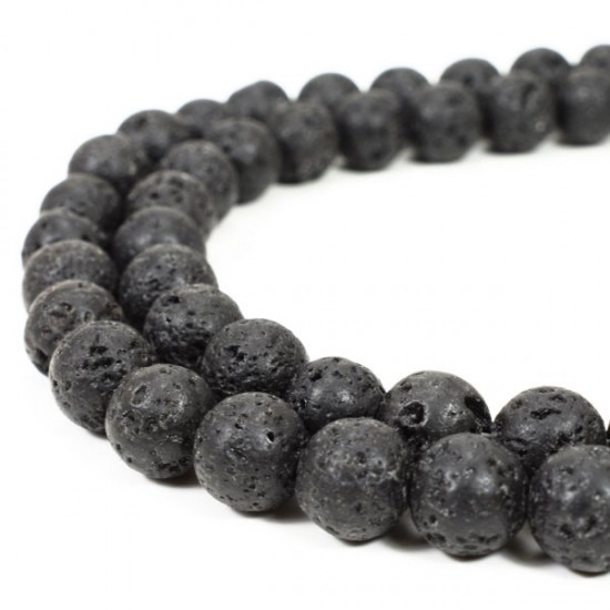 Natural Lava Beads, Round Black Volcanic Rock, 4mm 6mm 8mm 10mm 12mm 14mm 15.5 inch