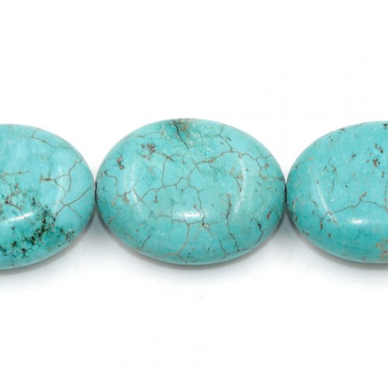 10x20x25mm Oval Turquoise Gemstone, hole:1mm, 16PCs/Strand