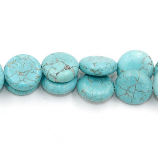 4.5x13.5mm Flat Round Turquoise Gemstone, hole:1mm, 15 inch/strand, 29PCs/Strand
