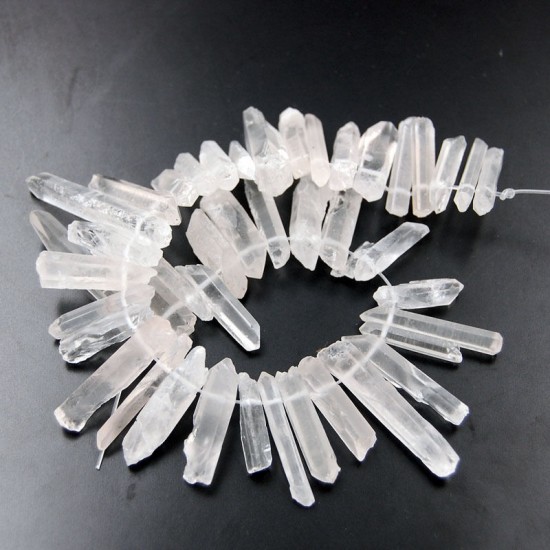 Natural Quartz Crystal Druzy Freeform Stick Titanium Coated Loose Beads 37cm