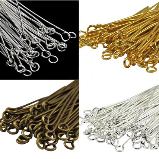 100Pcs Eyepin Metal Eye Pins Needles Findings for Jewelry Craft Findings