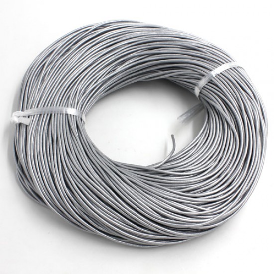 Round Leather Cord, silver, (1mm, 1.5mm, 2mm)(Sold by the Meter)