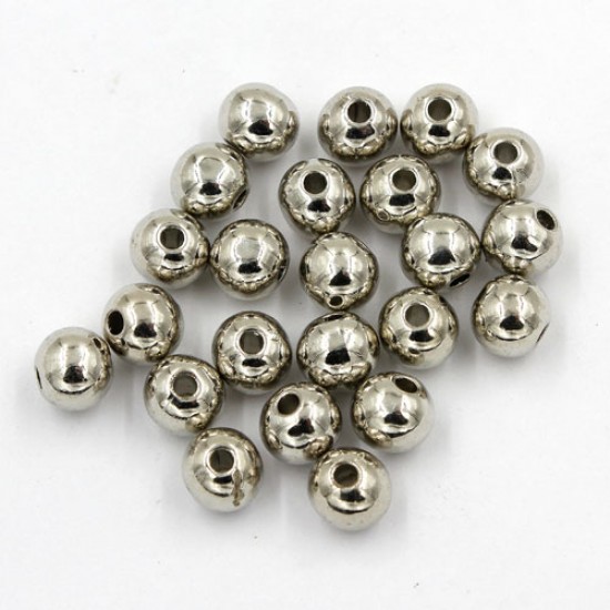 100Pcs 8mm CCB acrylic round spacer beads, dark silver, hole:1.5mm