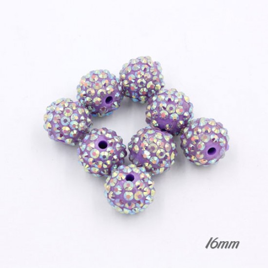 16mm Acrylic Disco Bead violet AB 1 beads