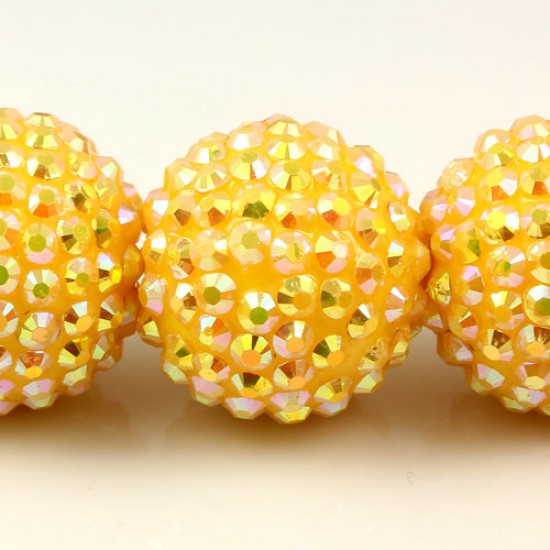 32mm Crystal Disco Ball Acrylic Rhinestone yellow AB 1 bead