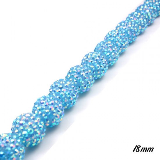 18mm Crystal Disco Ball Acrylic Rhinestone Aqua AB 1 beads