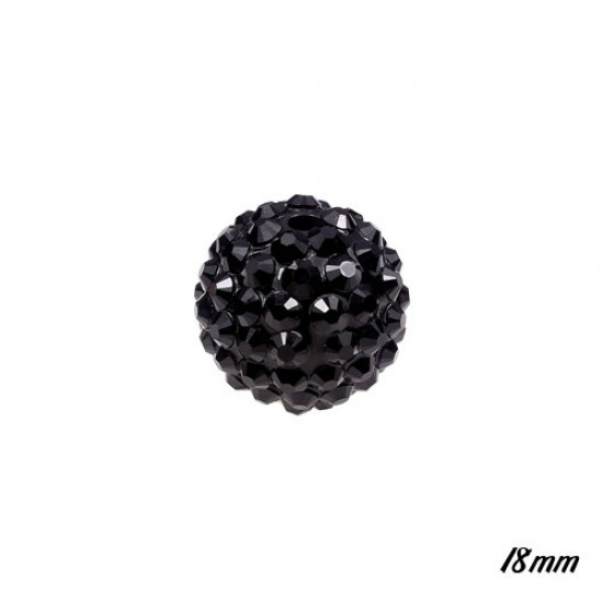 18mm Crystal Disco Ball Acrylic Rhinestone Black(Jet) 1 bead