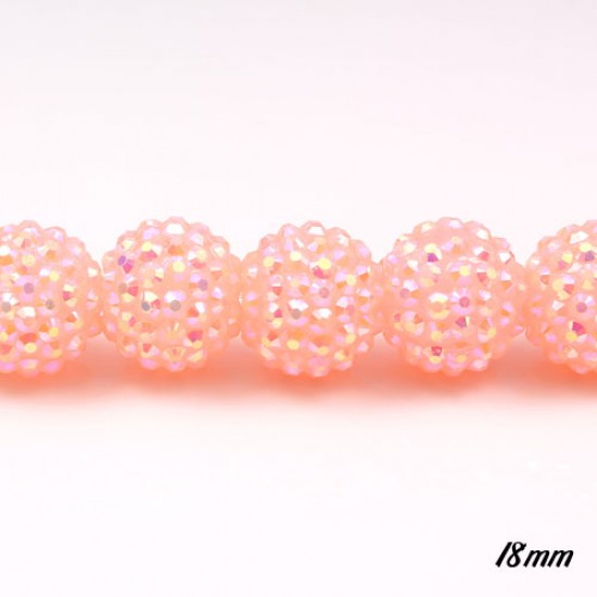 18mm Crystal Disco Ball Acrylic Rhinestone Le peach 1 bead