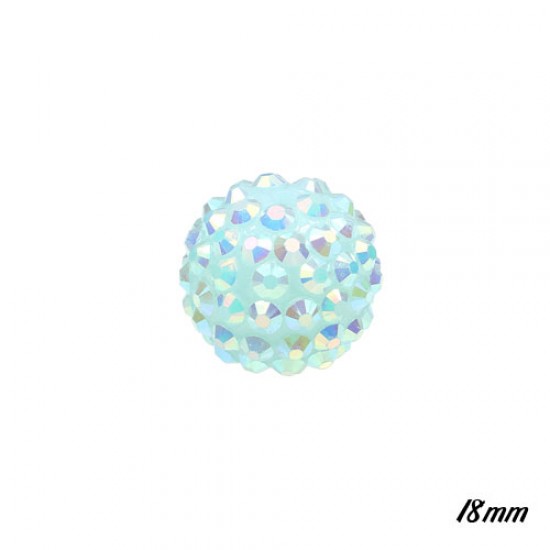 18mm Crystal Disco Ball Acrylic Rhinestone Lt. Aqua AB 1 bead