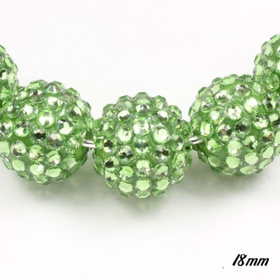 18mm Crystal Disco Ball Acrylic Rhinestone apple green 1 bead