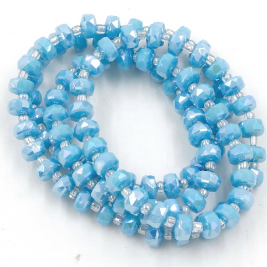 95Pcs 5x8mm angular crystal beads opaque dark aqua AB