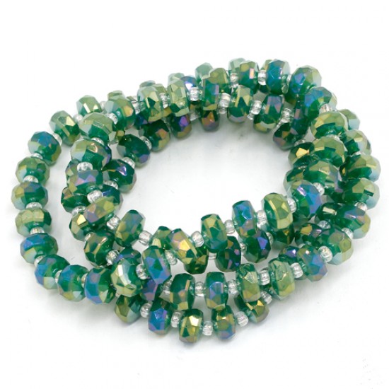 95Pcs 5x8mm angular crystal beads opaque emerald green AB