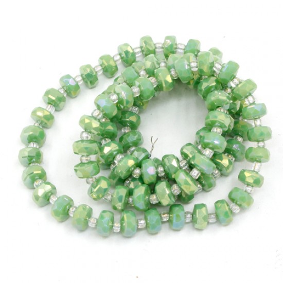 95Pcs 5x8mm angular crystal beads opaque green AB