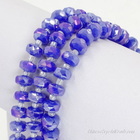 opaque med sapphire AB 5x8mm angular crystal beads