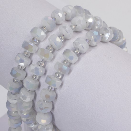95Pcs 5x8mm angular crystal beads opaque white AB