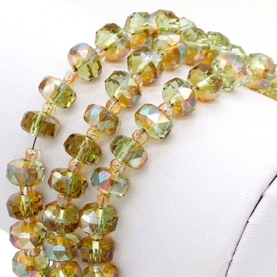 olive green light 5x8mm angular crystal beads