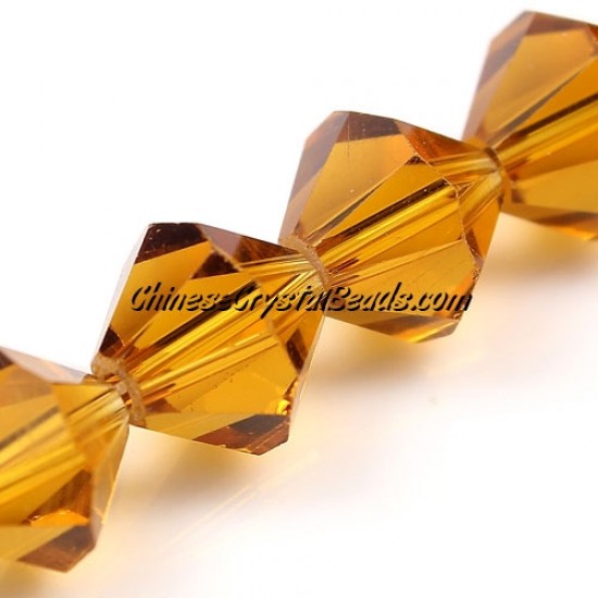 Chinese Crystal Bicone bead strand, 10mm, Amber, 20 beads