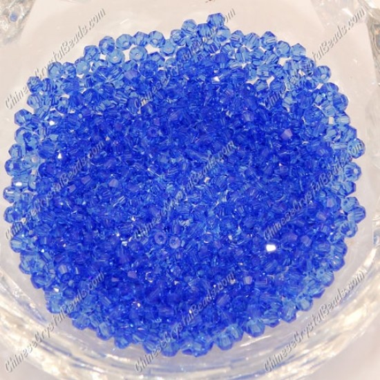 700pcs 3mm AAA chinese crystal bicone beads, med sapphire