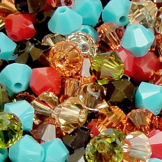 Chinese Crystal, 4mm Bicone, Bag of 45, Hippie Chic Mix