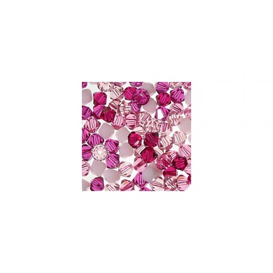 Chinese Crystal, 4mm Bicone, Bag of 48, Blushing Pink Mix