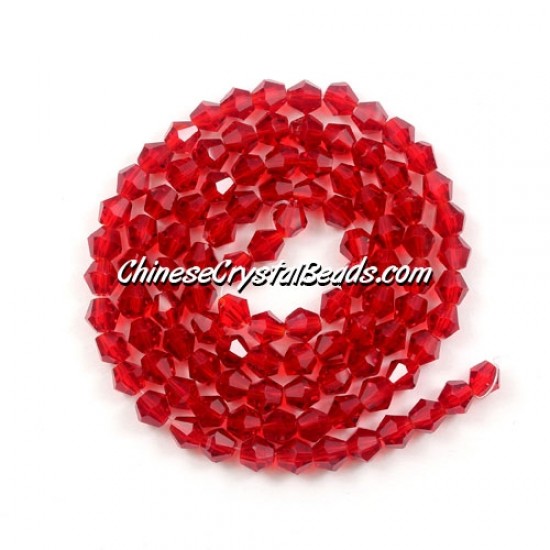 Chinese Crystal 4mm Bicone Bead Strand, Siam, about 100 beads