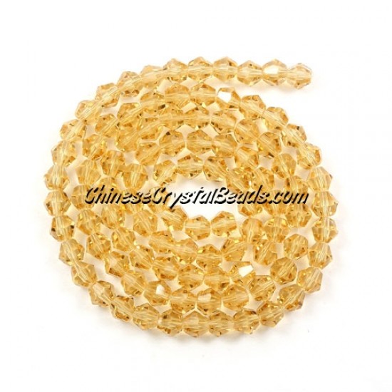 Chinese Crystal 4mm Bicone Bead Strand, G. Champagne ,about 100 beads