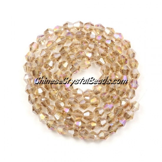 Chinese Crystal 4mm Bicone Bead Strand, S.champagne AB , about 100 beads