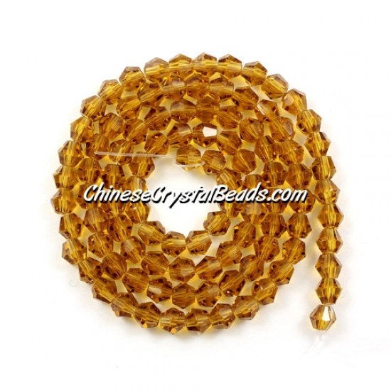 Chinese Crystal 4mm Bicone Bead Strand, Amber, about 100 beads