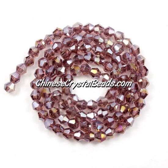 Chinese Crystal 4mm Bicone Bead Strand, Amethyst AB, about 100 beads