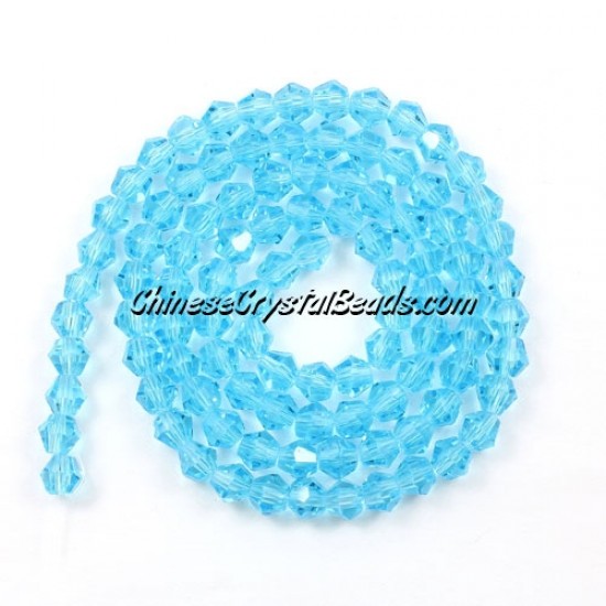 Chinese Crystal 4mm Bicone Bead Strand, Aqua, about 100 beads