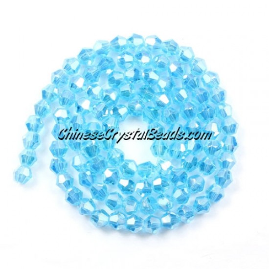 Chinese Crystal 4mm Bicone Bead Strand, aqua AB, about 100 beads