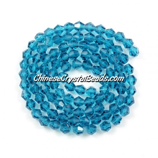 Chinese Crystal 4mm Bicone Bead Strand, Blue Zircon, about 100 beads