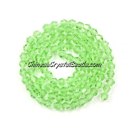 Chinese Crystal 4mm Bicone Bead Strand, Lime Green, about 100 beads