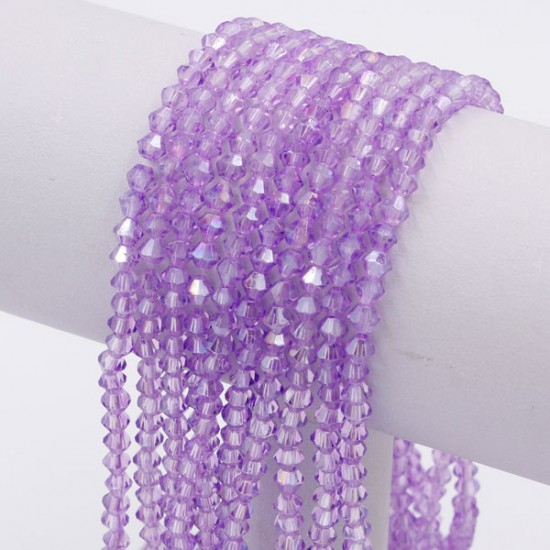 4mm Bicone Crystal Beads Lt Purple AB(Paint Color) About 100 Beads