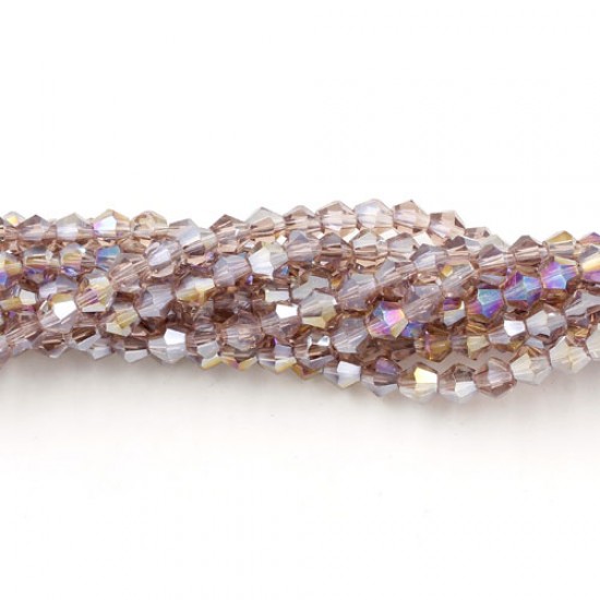 Chinese Crystal 4mm Bicone Bead Strand, lt Amethyst AB, about 100 beads