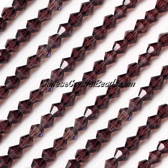 Chinese Crystal Bicone bead strand, 6mm, Dark amethyst, about 50 beads