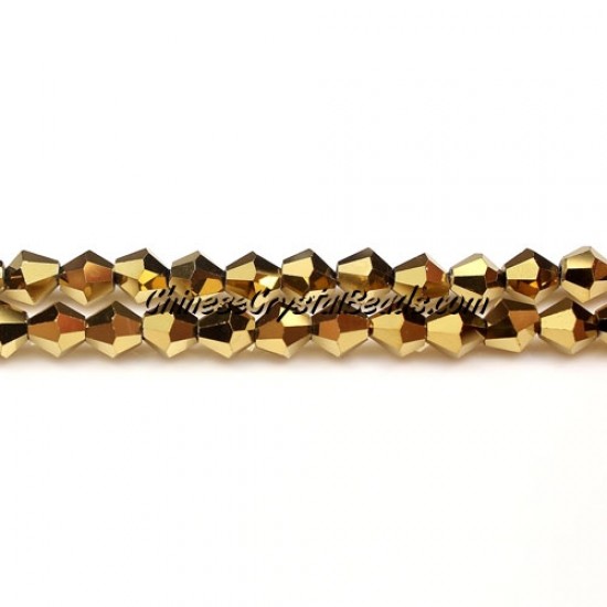 Chinese Crystal Bicone bead strand, 6mm, gold, about 50 beads
