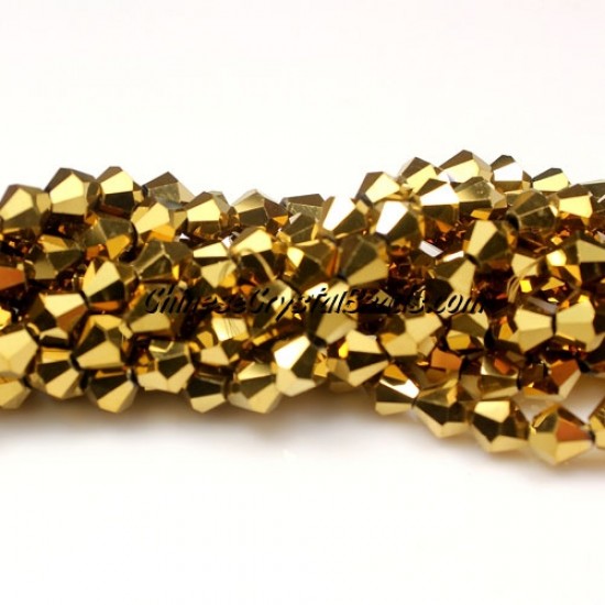 Chinese Crystal Bicone bead strand, 6mm, gold, about 50 beads