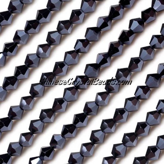 Chinese Crystal Bicone bead strand, 6mm, Gun metal, about 50 beads