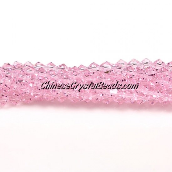 Chinese Crystal Bicone bead strand, 6mm, Pink,  about 50 beads