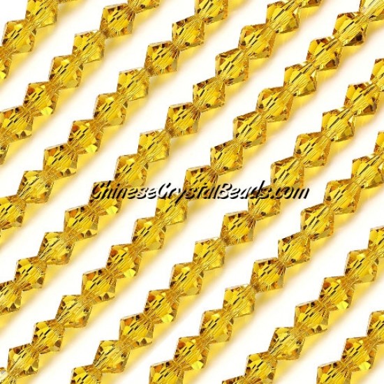 Chinese Crystal Bicone bead strand, 6mm, golden, about 50 beads