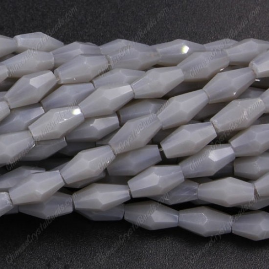 4x8mm crystal bicone beads, gray opaque, about 72 beads per strand
