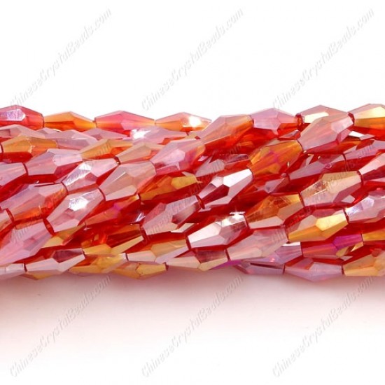4x8mm crystal bicone beads, lt siam AB, about 72 beads per strand
