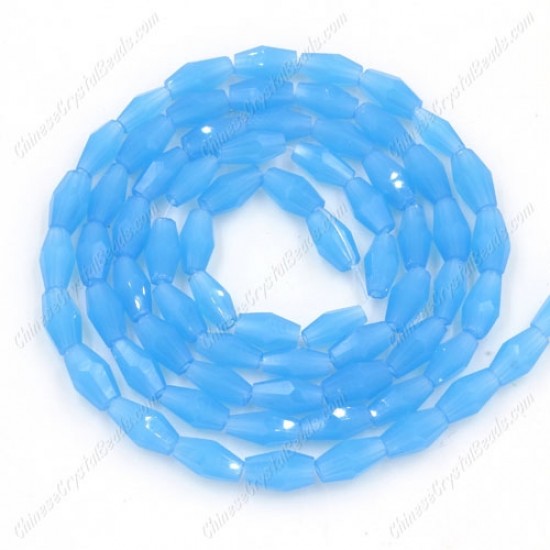 4x8mm crystal bicone beads, med blue jade, about 72 beads per strand