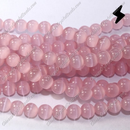 glass cat eyes beads strand 4/6/8/10/12mm, lt pink, about 15 inch longer